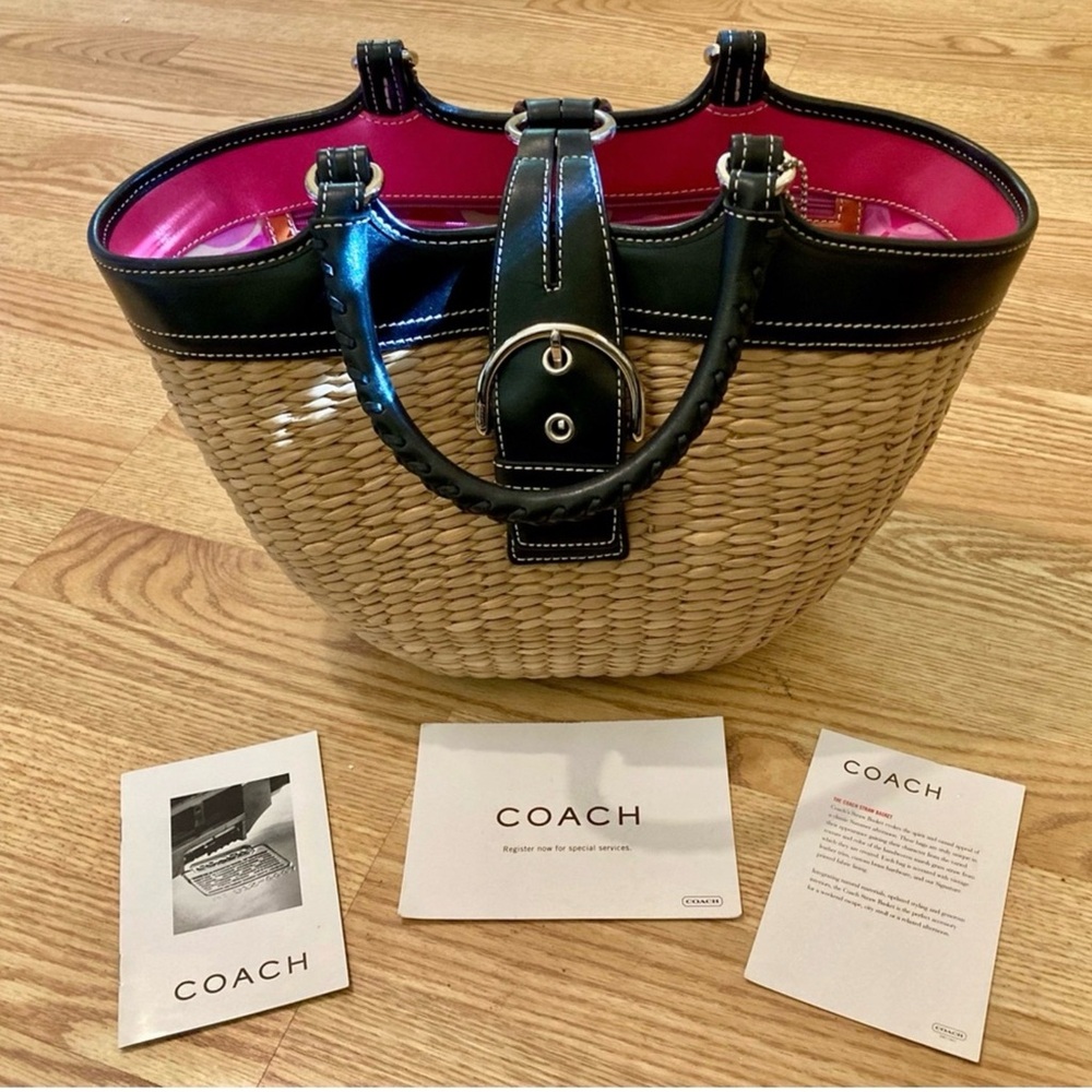 EUC Y2K Vintage Coach Rare Straw Basket Bag 2003/2004 Large - Picture 2 of 10